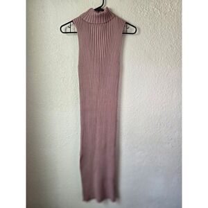 NWT VICI DUSTY MAUVE Ribbed‎ Knit Turtleneck Sleeveless Maxi Dress M
